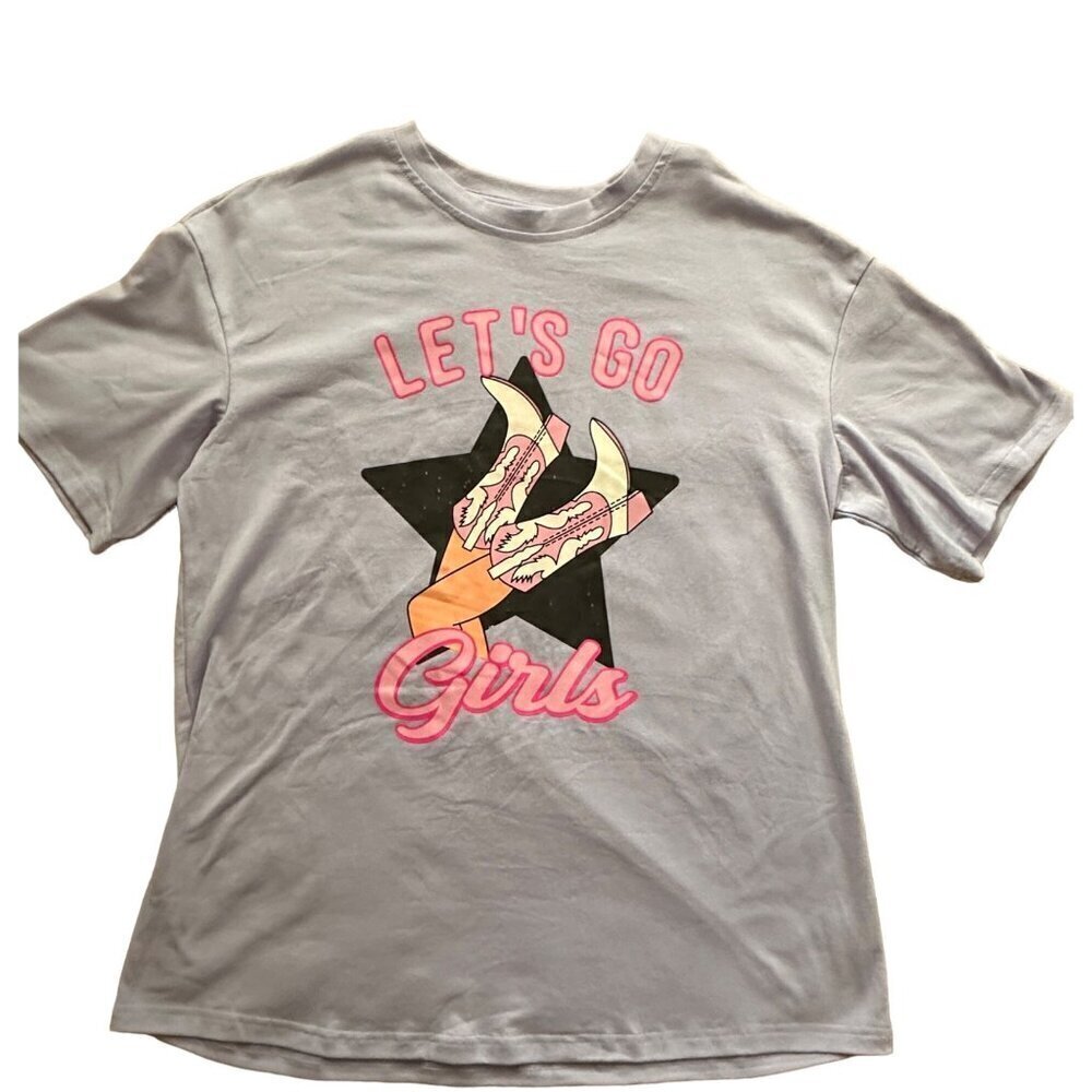 Let’s go girl cowboy boots purple tshirt size s
